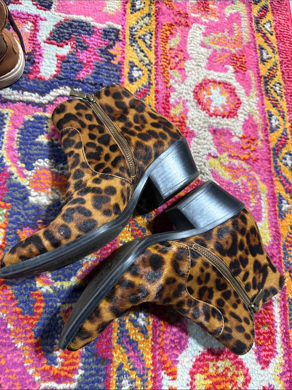 Patricia Nash leopard calf hair booties size 7.5